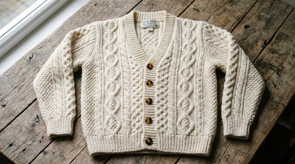 SAOL 100% Merino Wolle Aran Irische Strickjacke 4 100 irische Merino-Wollstrickjacke