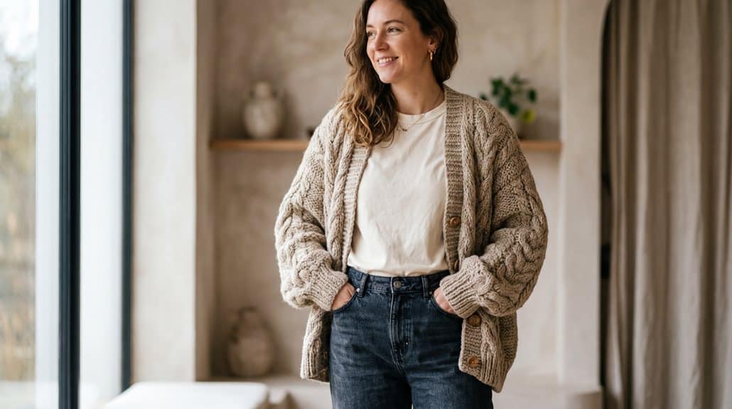 Onsoyours Damen Grob Gestrickter Cardigan Rezension 4 Acryl Strickjacke Pflege Waschen Mehrdeutigkeit