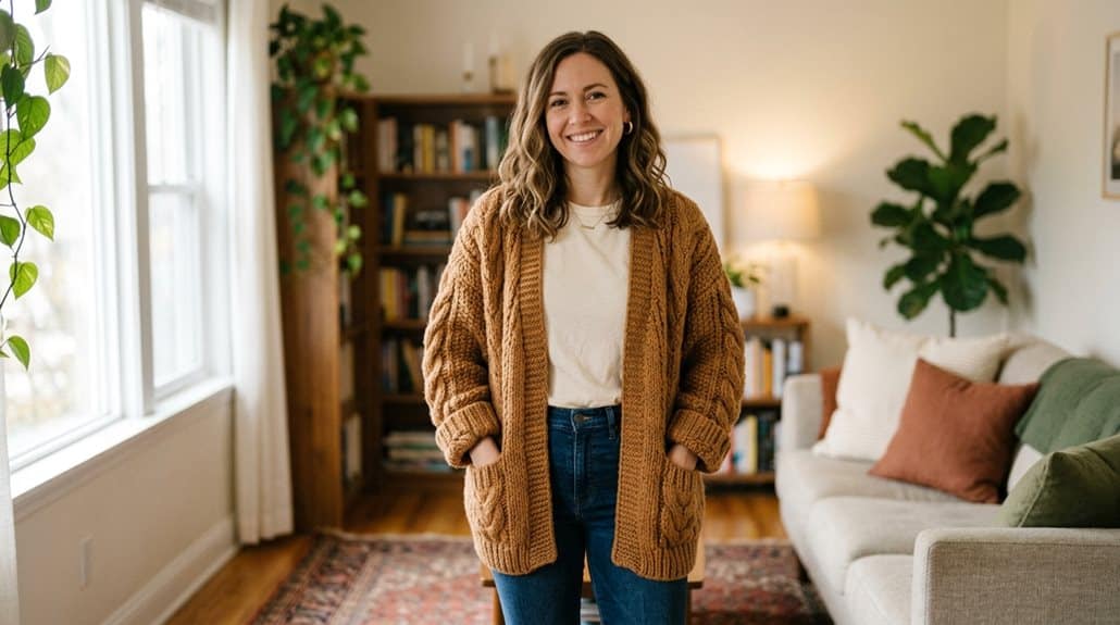 Onsoyours Damen Grob Gestrickter Cardigan Rezension 3 Acryl lockere Passform eine Größe größer nehmen