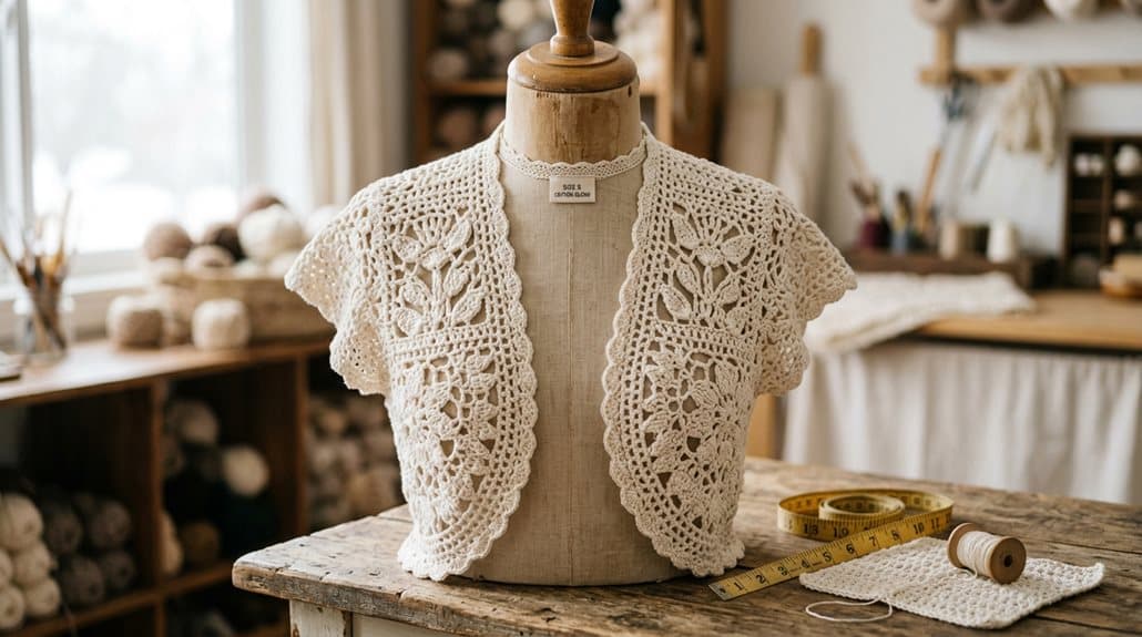 Damen Häkel-Strick-Bolero Kurze Kappe Ärmel 3 britisches Baumwoll-Bolero vielseitig