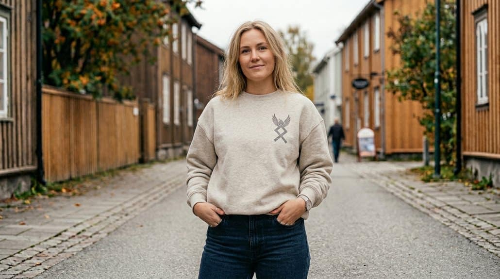 Damen-Pullover-Sweatshirt Othala und Odin Schildmaid 3 lässiges nordisch inspiriertes Alltagsgrundstück