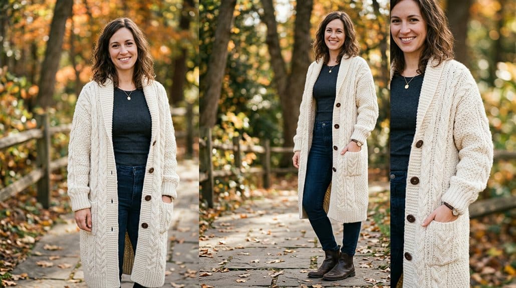 Cardigan Damen Langer Strickmantel 3 lässiges vielseitiges Alltags-Cardigan-Outfit