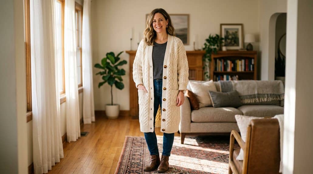 Strickjacken für Frauen Lange Strickjacke mit Knöpfen 3 mühelos vielseitiges Reise- und Geschenk-Must-have