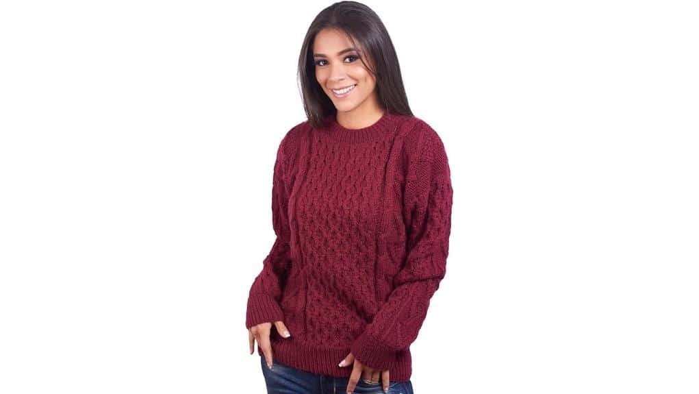 Klassischer irischer Aran-Pullover aus Alpaka-Wolle, handgestrickt – 2 Handgestrickter Alpaka-Aran-Pullover