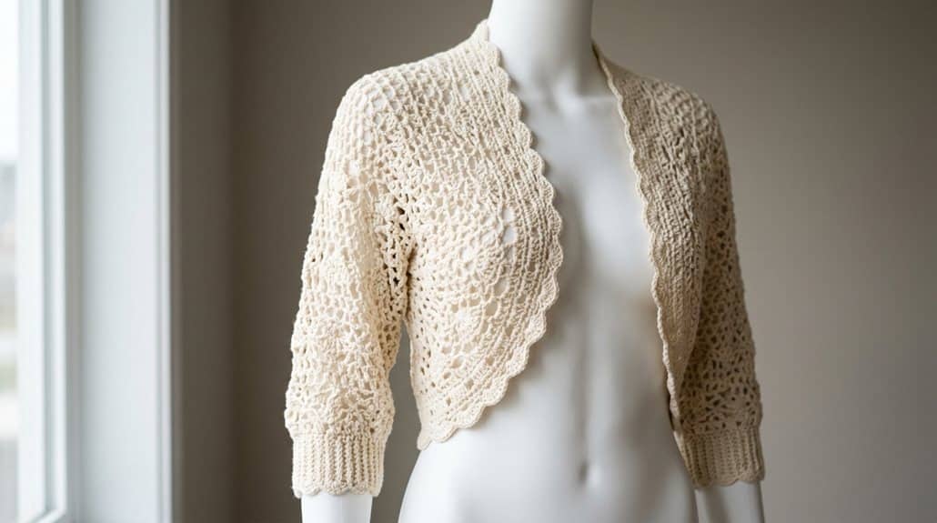 Damen Häkel-Strick Schrug 4 maschinenwaschbarer Baumwoll-Acryl-Schulterjäckchen