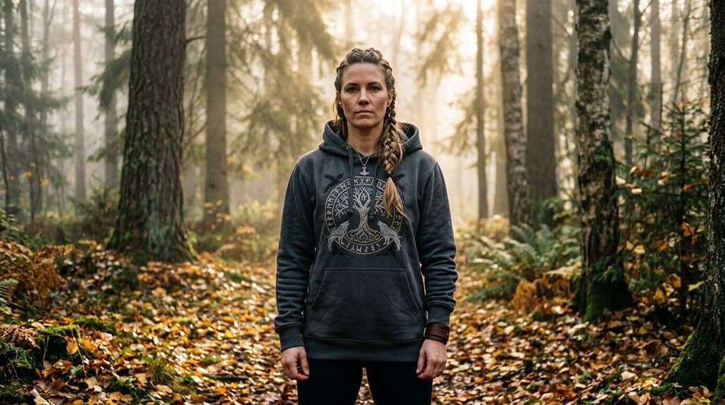 Asgard In Odin We Trust Damen-Hoodie Wikinger Schildmaid 3 Nordisch inspirierter langlebiger Alltags-Hoodie