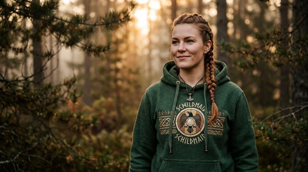 Damen Schildmaid Hoodie Freya Walküre Mythologie Wikinger Odin 3 nordisch inspirierter, schlichter Alltagsschmuck