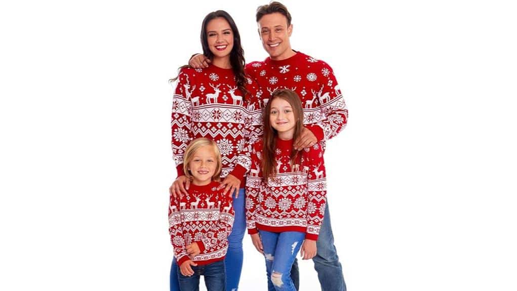 Damen Weihnachtspullover Rot Fairisle Nordisch Unisex 2 roter Fair-Isle-Weihnachtspullover