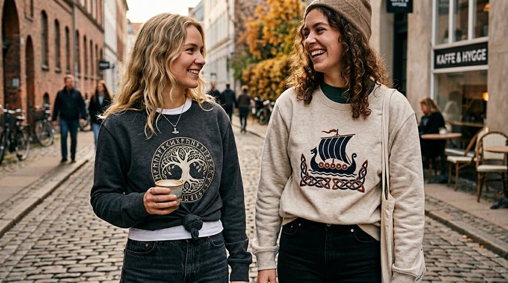 SONS of ODIN Midgard Vegvisir Damen Pullover Sweatshirt 3 einfaches geschichtetes nordisches Kompass-Styling