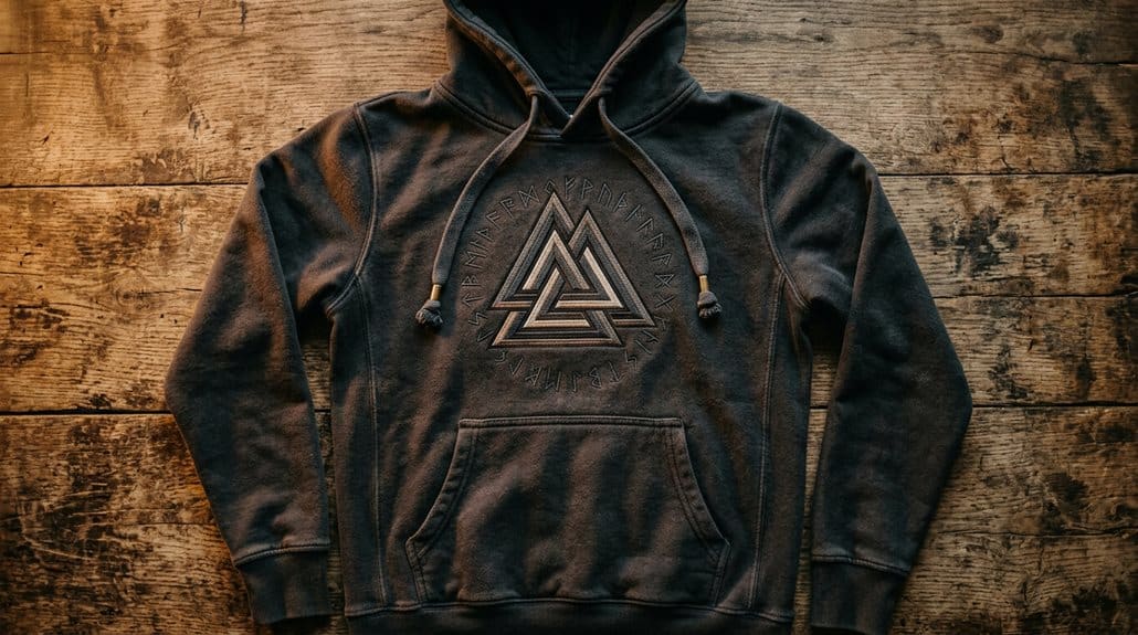 SONS OF ODIN Damen-Hoodie Nordische Welt Walhalla Wotansknoten 4 Einfarbiger Baumwoll-Polyester-Hoodie Details