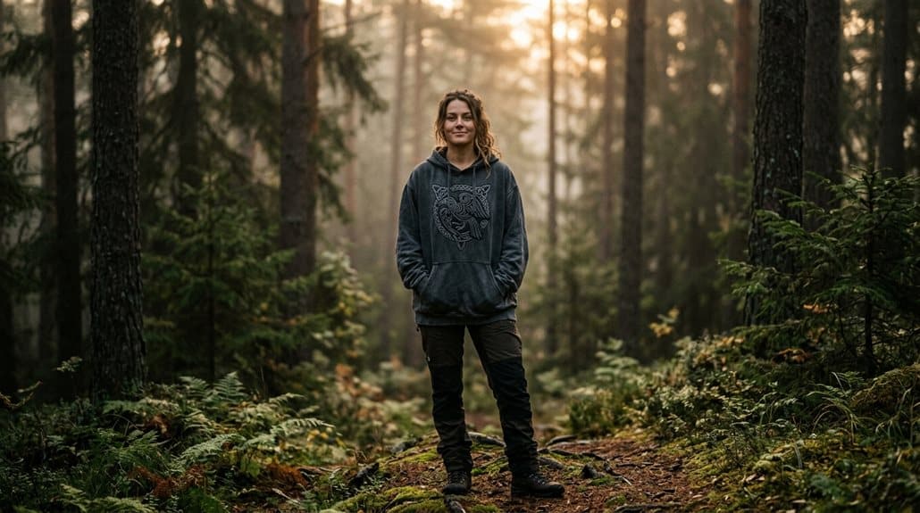 SONS OF ODIN Damen-Hoodie Nordische Welt Walhalla Wotansknoten 3 subtiler nordisch inspirierter Alltagshoodie