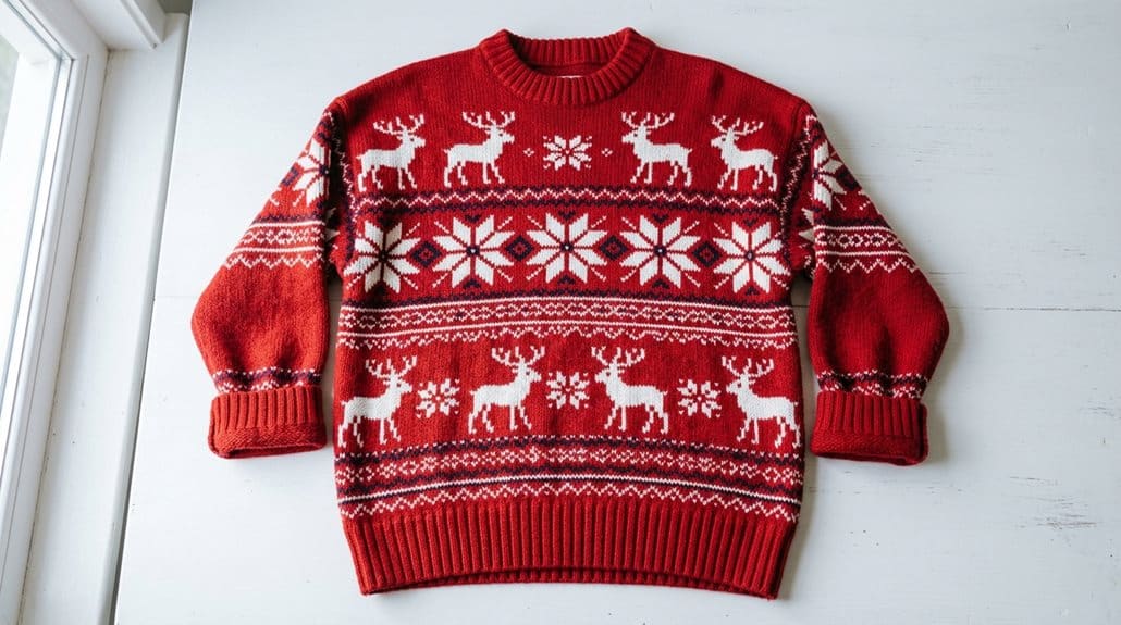 Damen Weihnachtspullover Rot Fairisle Nordisch Unisex 4 überraschend weiches, maschinenwaschbares Acryl