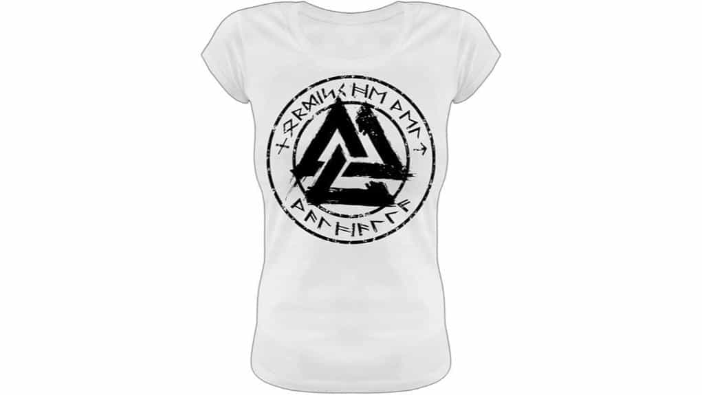Damen T-Shirt Wikinger Valknut Rune Schwarz Nordisch Welt Walhalla Wotansknoten 2 Valknut Wikinger Runen T-Shirt