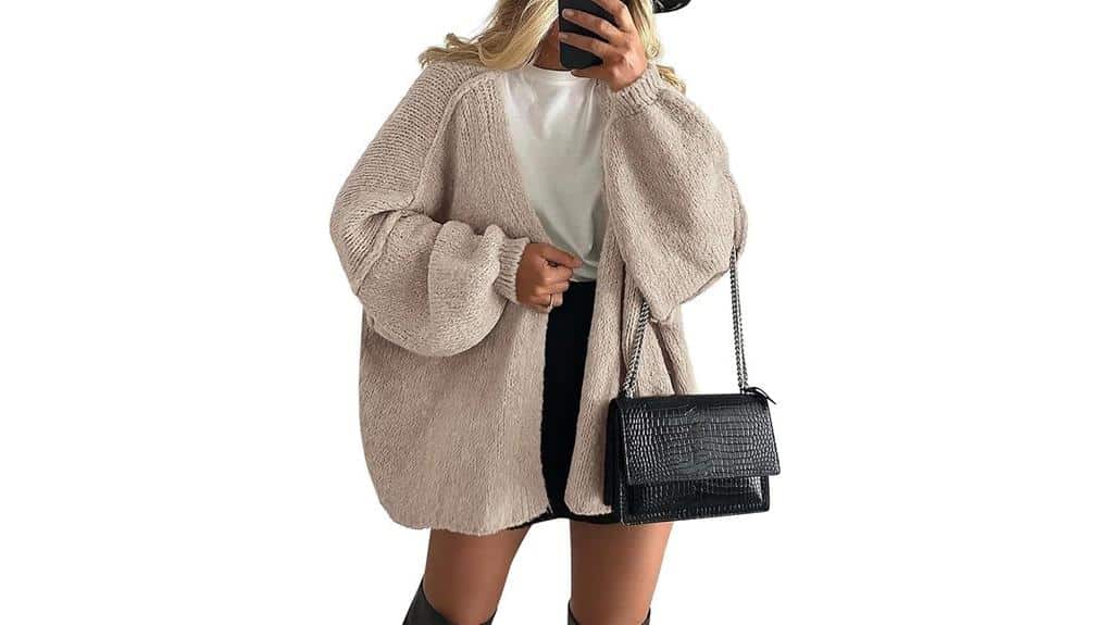 Damen Oversize Lässiger Offener Strickmantel Pullover 2 Damen oversize offenstrick-Cardigan