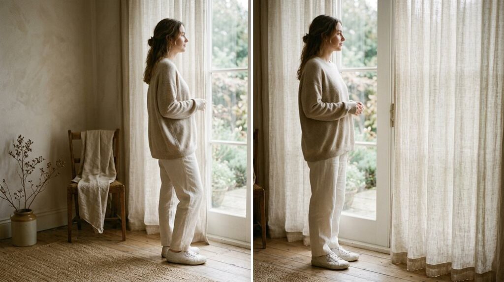 Was macht ein Outfit ruhig aussehen 2 ruhige minimalistische Farbpalette