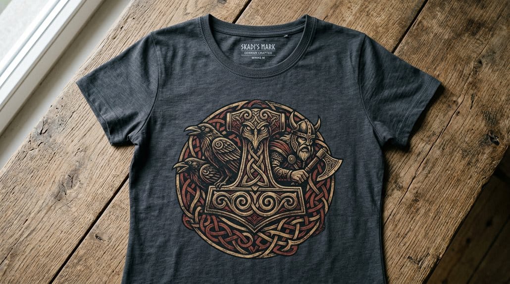 Damen T-Shirt Wikinger Welttournee Wikinger Raub Thors Hammer Odin Germanen 3 Lässiges alltägliches deutsches Baumwoll-T-Shirt