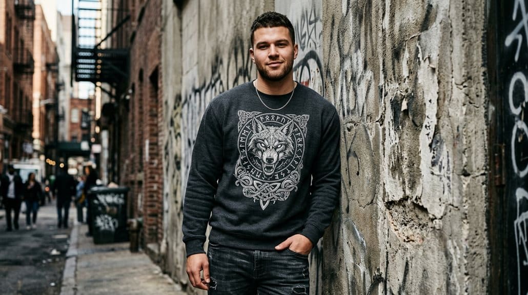 Viking Wolf Sweatshirt : Nordisches Streetwear-Urteil 3 lässiger nordischer gemütlicher vielseitiger Hoodie