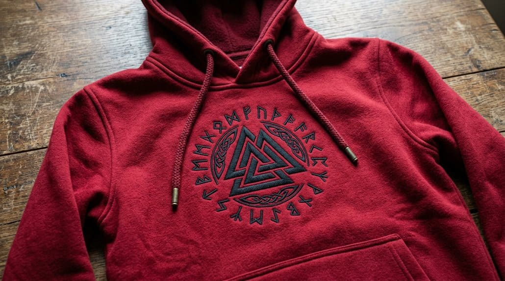 Valknut Valknut Damen-Hoodie Walhalla Rote Runen Odin Nordisch Welt 4 Pflege von schwerem Baumwoll-Polyester-Hoodie