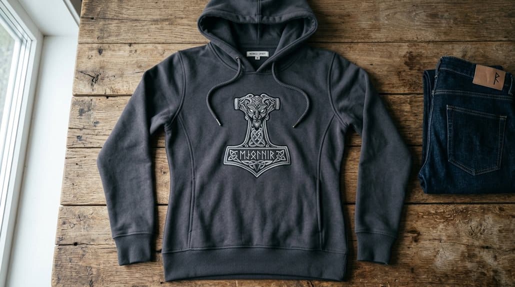 SONS of ODIN Thor's Hammer Damen-Hoodie 3 lokal hergestelltes minimalistisches Hoodie-Styling