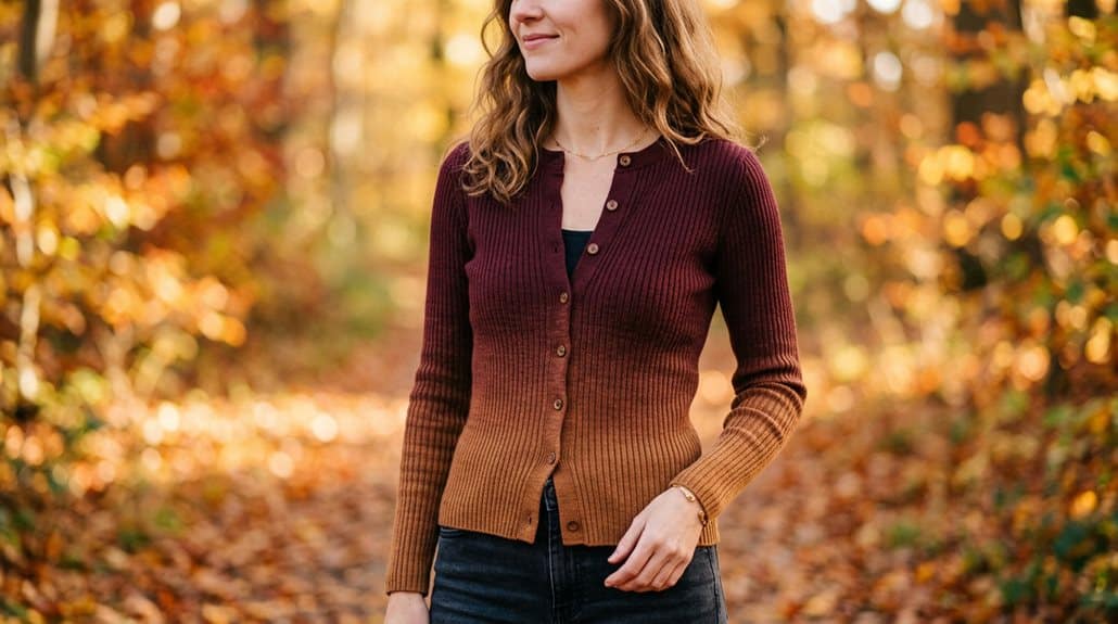 Cardigan für Frauen Rezension: Schmale Farbverlauf Herbstjacke 4 Material Pflege Praktikabilität Mängel