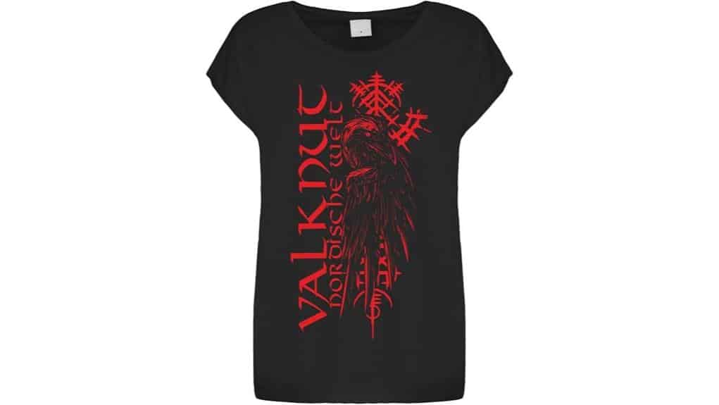 Damen T-Shirt Nordischer Rabe Mythologie Schildmaid Heidnisch 2 Nordisches Raben Schildmädchen T-Shirt