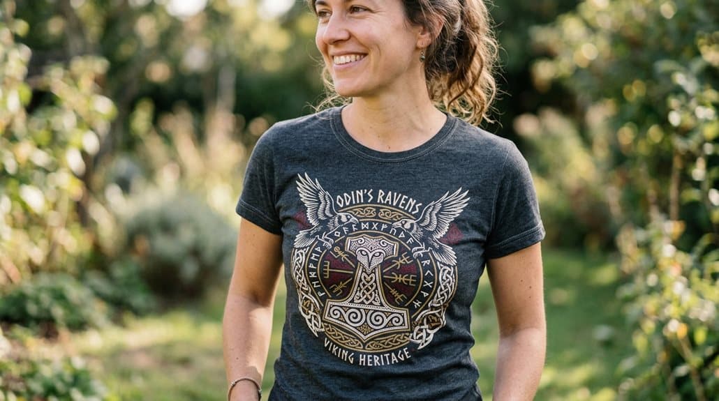 Asentreu Walhalla Odin Thors Hammer Rune Wikinger Germanisch Loki Damen T-Shirt 3 unaufdringlicher nordischer Alltagsstil