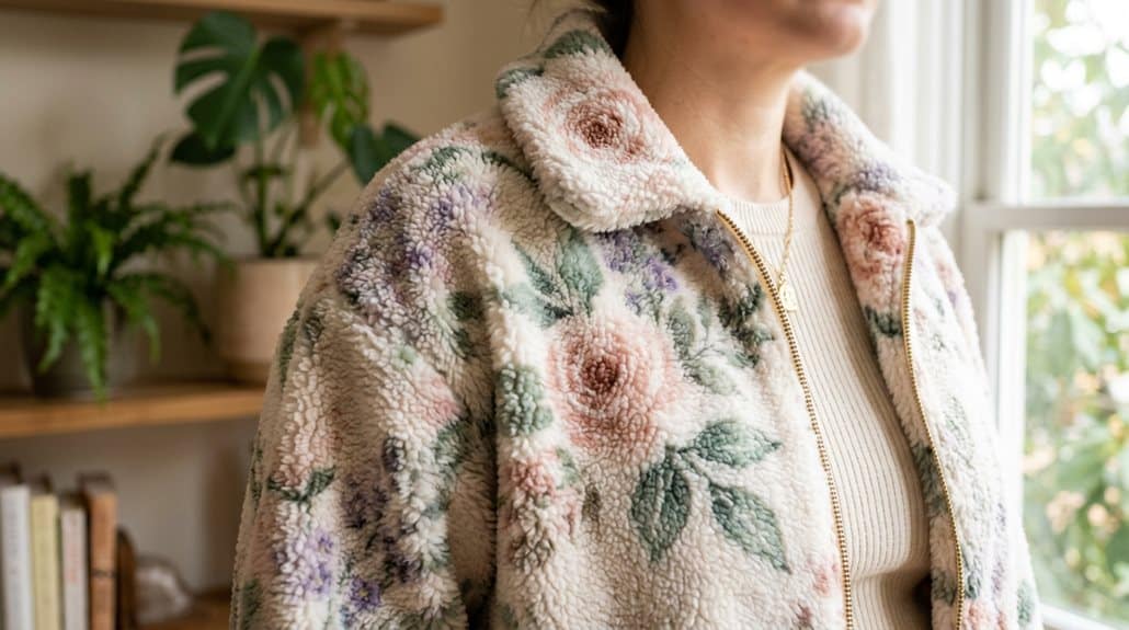 Teddy-Jacke Damen Winter Aquarell Garten 3 vielseitiges Oversized-Jacken-Styling