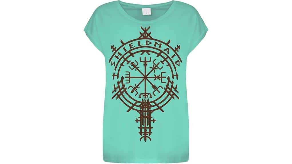 Schildmaid Lagertha Weibliche Kriegerin Nordische Göttin Runen Freija Damen T-Shirt 2 Wikinger Schildmädchen Runen T-Shirt
